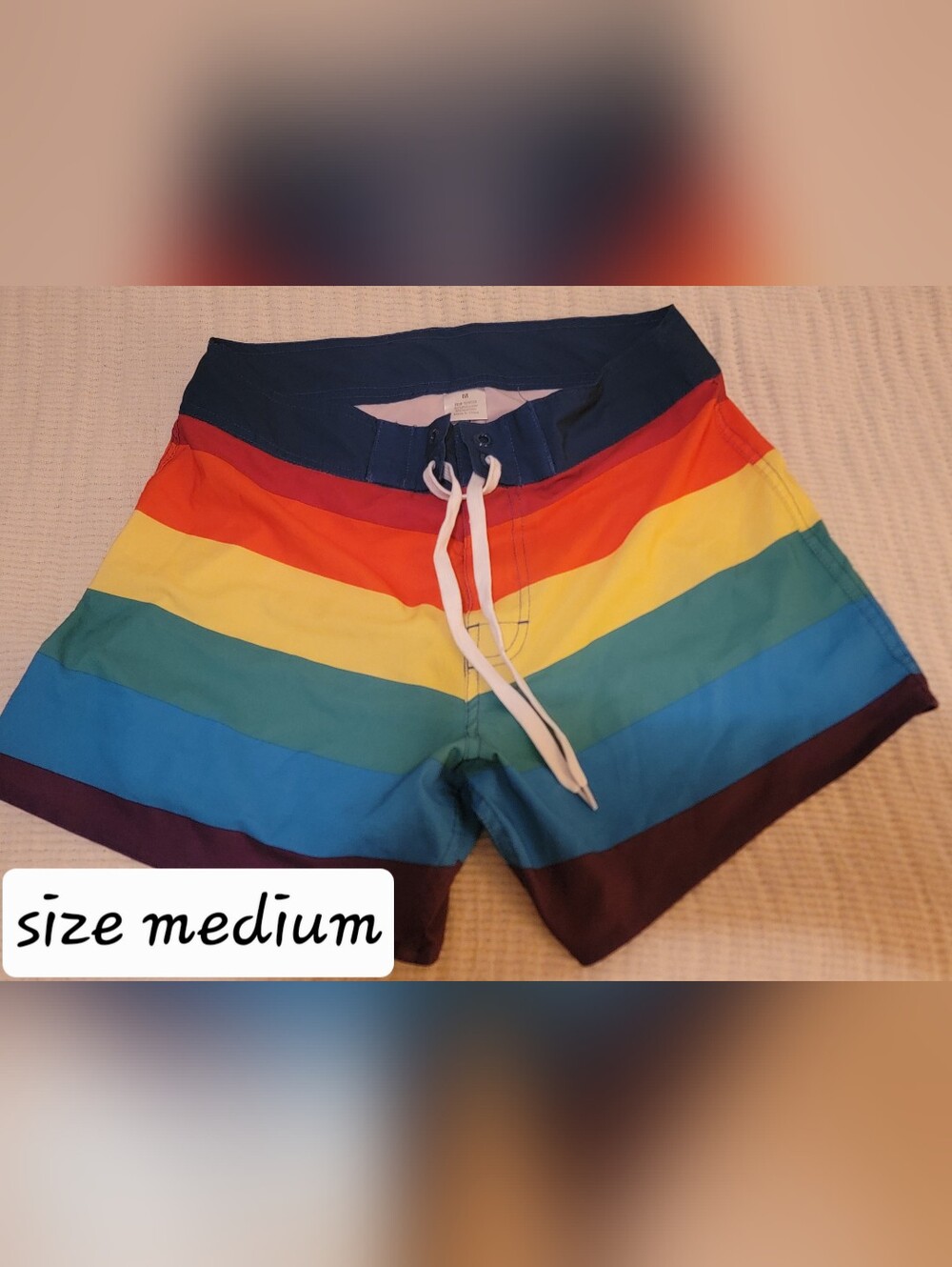 Men's Rainbow Stripe Swim Trunks - Multicolor
